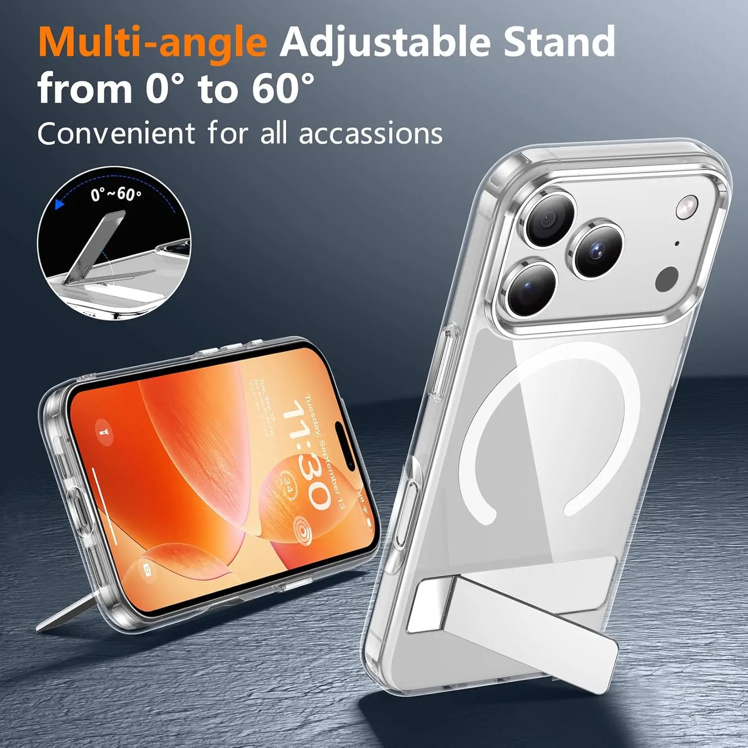 Magnetische Transparente Handyhülle für iPhone 17 16 15 14 18 Pro Max, Militärische Qualität, Sturzsicher und mit Unsichtbarer Halterung, Stoßdämpfend – Detail 2