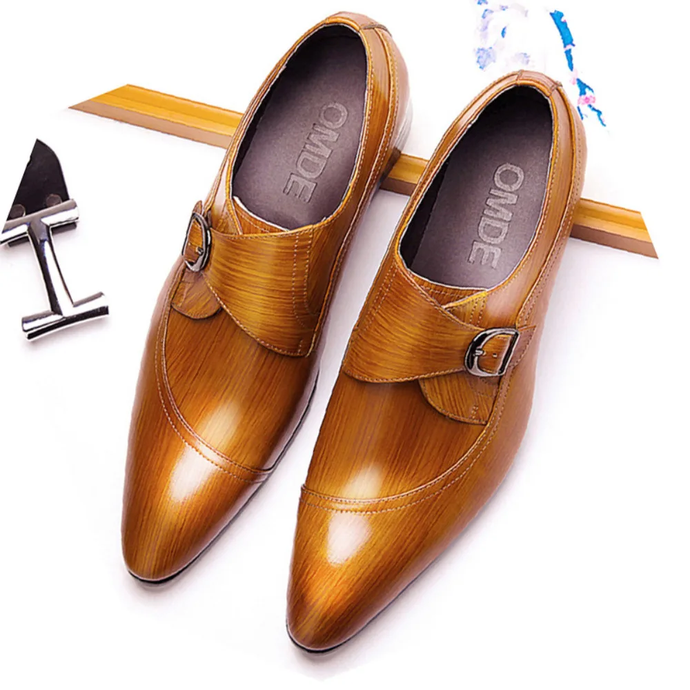 British Style Trendy Soft Leather Men's Casual Leather Shoes Fashion Pointed Toe Buckle Formal Men's Leather Shoes