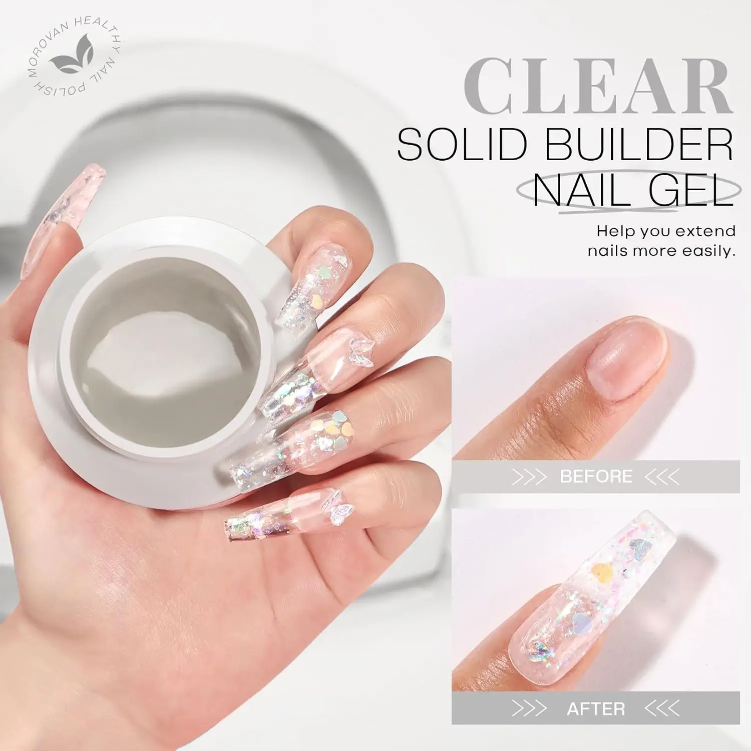 30ml Solid Gel Builder Non Sticky Solid Nail Gel for Nails Extension Long Lasting Hard Gel DIY At Home Nail Molding Gel