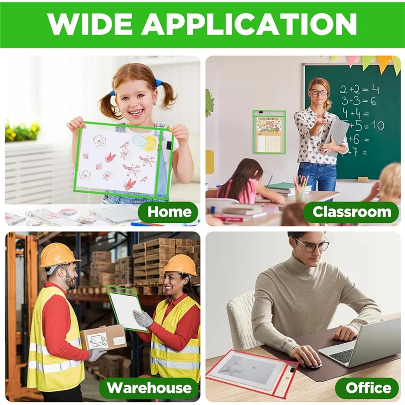 Porta-bilhetes de loja de plástico transparente EF-resistente à água, porta-bilhetes de trabalho variados de 25 pacotes (largura de 9,8" x 14" de altura)