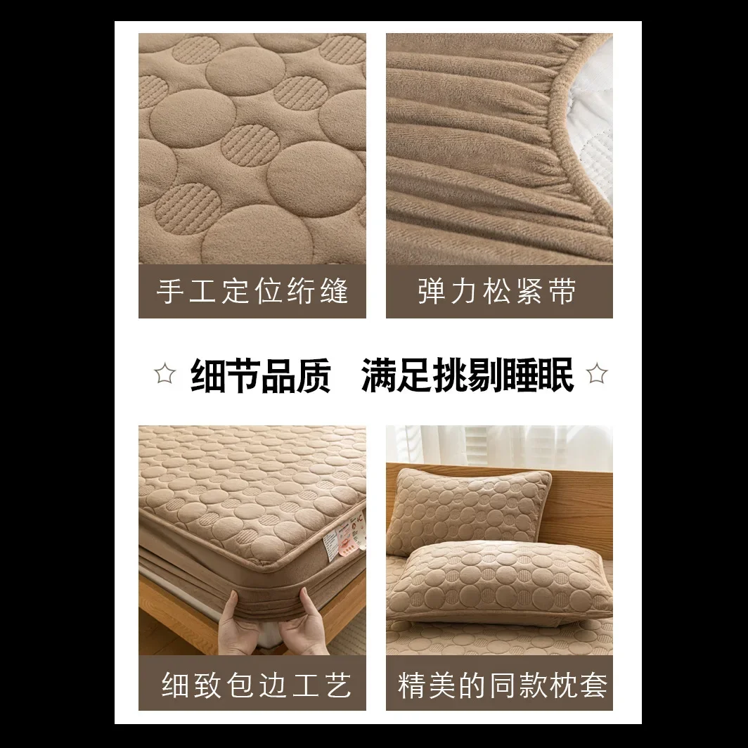 

Milk fleece padded mattress thickened coral fleece mattress protective cover fleece sheet bedspread bed cover winter