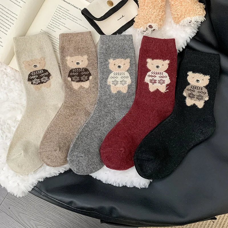 لطيف الكرتون الدب النساء الجوارب الخريف والشتاء رشاقته الدافئة جوارب من الصوف. النساء اليابانية كلية نمط فتاة جوارب أنبوبية متوسطة هدية #1