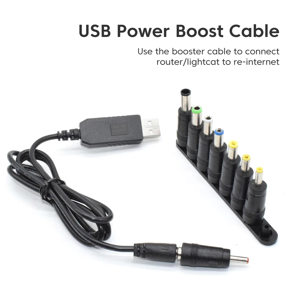 USB 5V to DC 9V/12V Power Supply Boost Cable With 8pcs DC Converter Adapter for Wifi Router Modem Fan Speaker Powerbank Cable