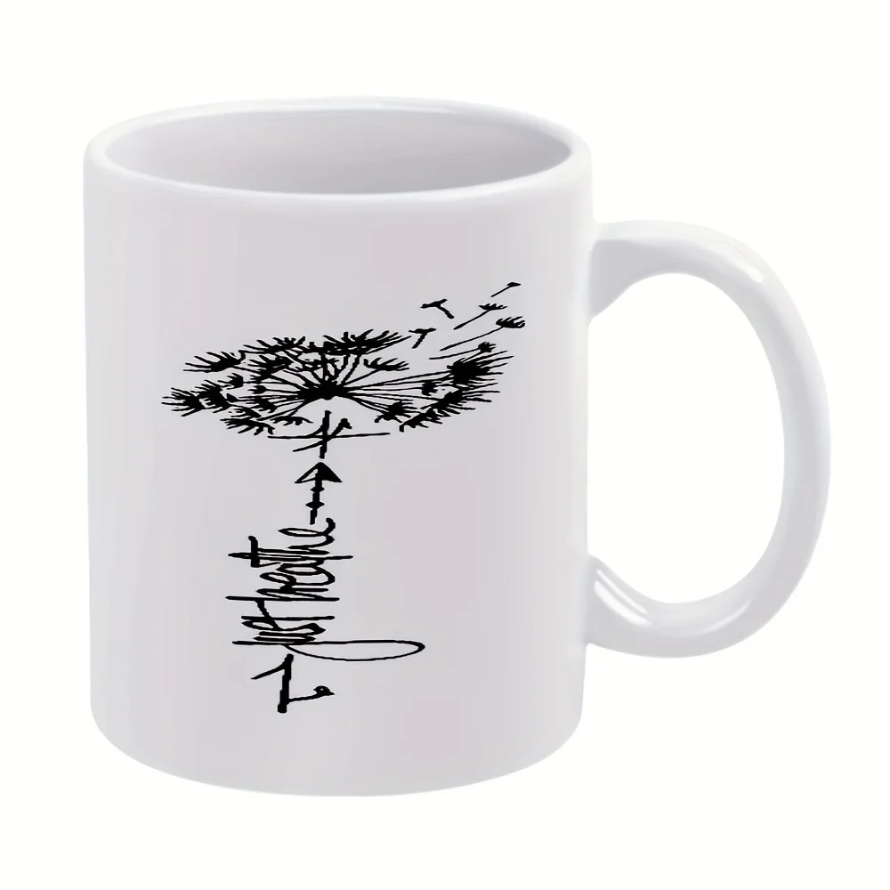 

1pc,Dandelion, Arrows Coffee Mug, 11oz Ceramic Coffee Cups, Water Cups, Summer Winter Drinkware, Birthday Gi