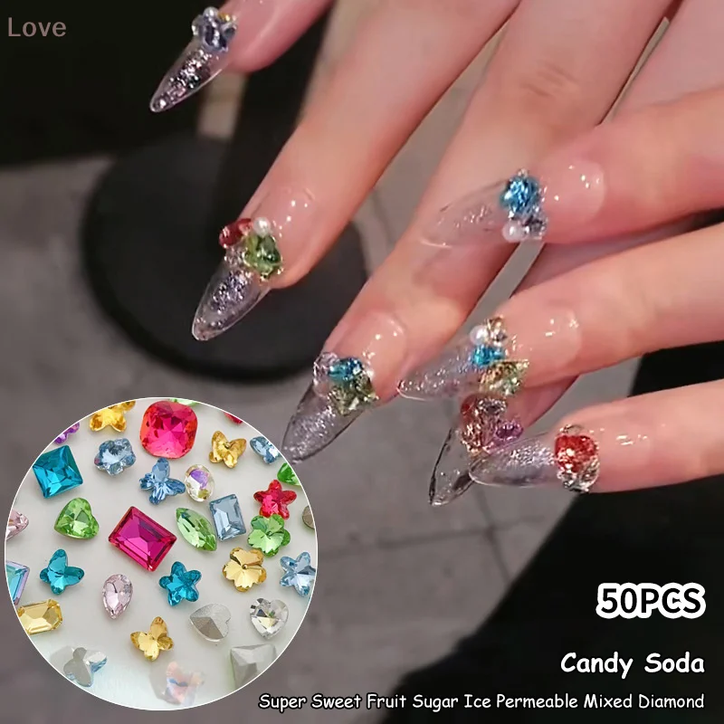 [L & P] 50 قطعة مزيج 3-10 مللي متر أشار أسفل غير النظامية مسمار كريستال صغير مختلط الشكل كومة زجاجية الحفر ينطبق DIY بها بنفسك الملحقات