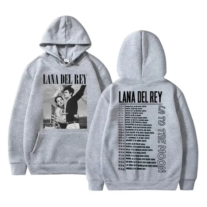 90s Singer Lana Del Rey Ldr Sailing Double Sided Graphic Hoodie Men Women Harajuku Vintage Sweatshirt Men's Oversized Streetwear