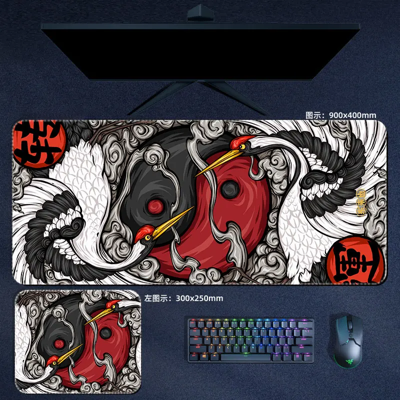 Imagem -04 - Vento Chinês Grande Mouse Pad Dragão Japonês Fofoca Mousepad hd Impressão Computador Portátil Gamer Almofada Acessórios de Mesa