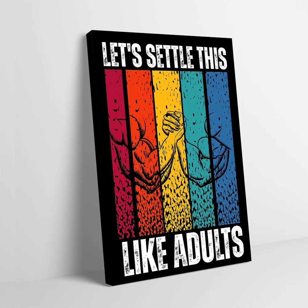 Arm Wrestling Adults Retro Design Poster Customizable Printed Canvas Painting Wall Art Gift for Room Decorations Home Decor Arts