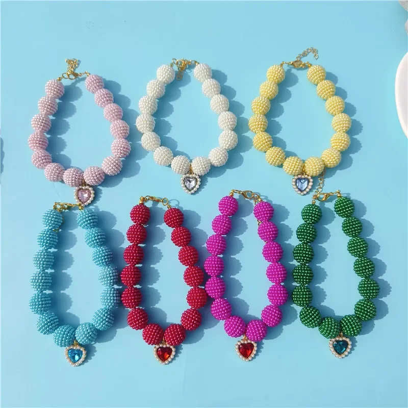 

Cute High-end Colorful Personalized Pearl Pet Collar Adjustable Neck Necklace for Puppy Cat Dog Wedding Party Pet Supplies