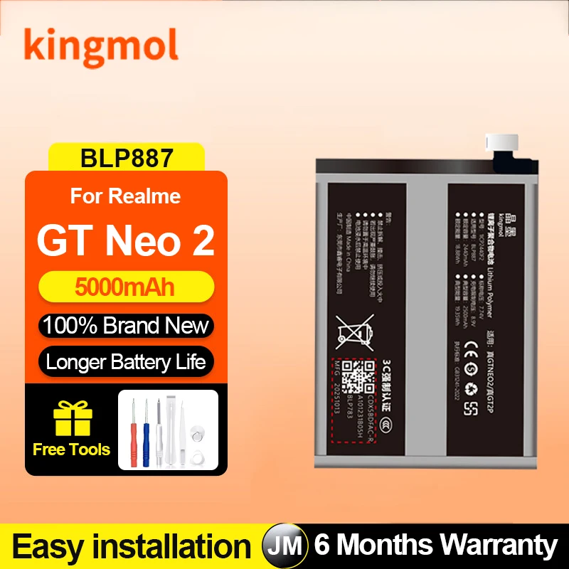 BLP887 BLP849 BLP985 Battery for Realme GT Neo 2 3 5 5se 6 6se  Lithium Polymer Kingmol Replacement Batteries with Tool