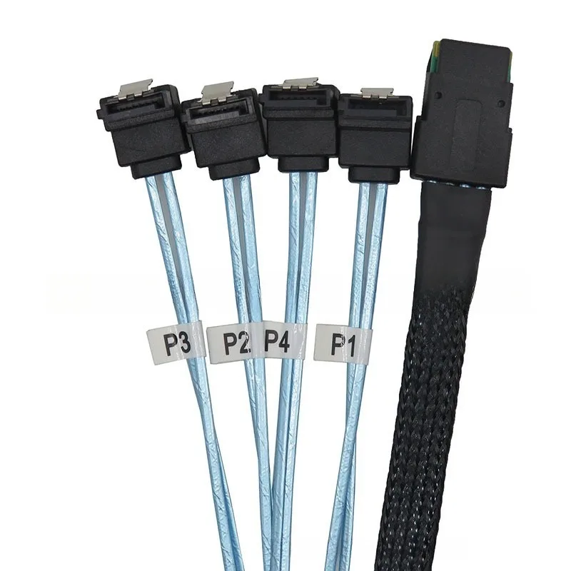 SFF-8087 To 4 * SATA 90 Degree Elbow Computer Server Hard Disk Data Cable