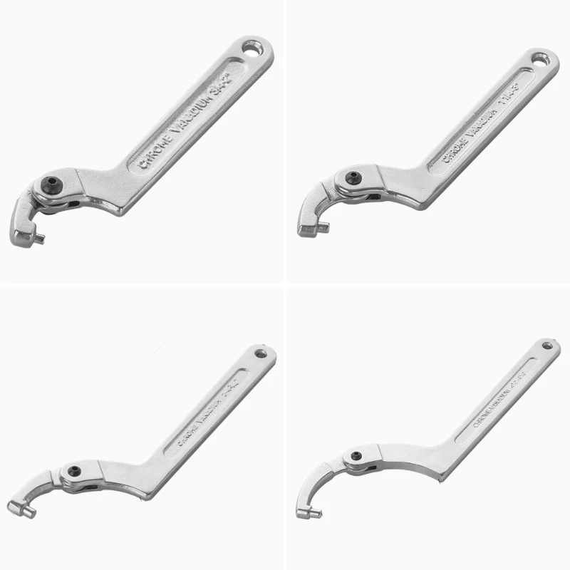 Adjustable Hook Wrench 19-51mm/32-76mm/51-121mm/115m-170mm C Hook Wrench Stainless Steel Hook Wrench Joint Hook Wrench