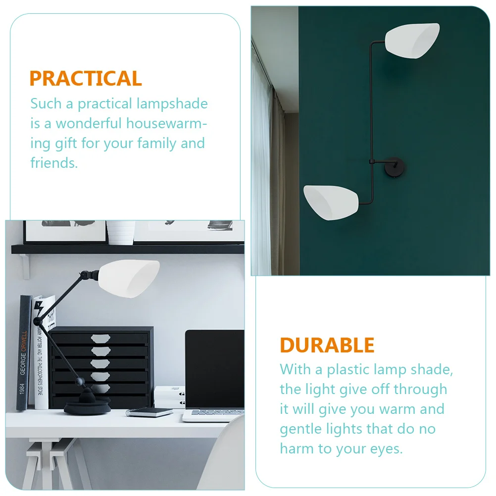 

4pcs Inclined Head Lamp Shade Plastic Table Lamp Cover For Wall Hanging Floor Light White Replacement Simple Bedside Desk