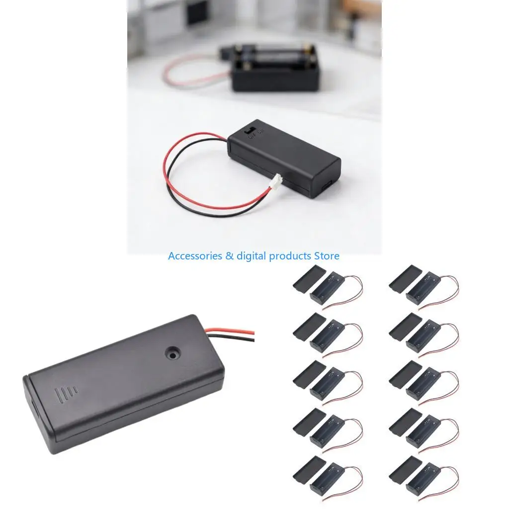 77JD 2 3A Battery Case With Cover ABS Plastic Holder For DIY Electronics Projects