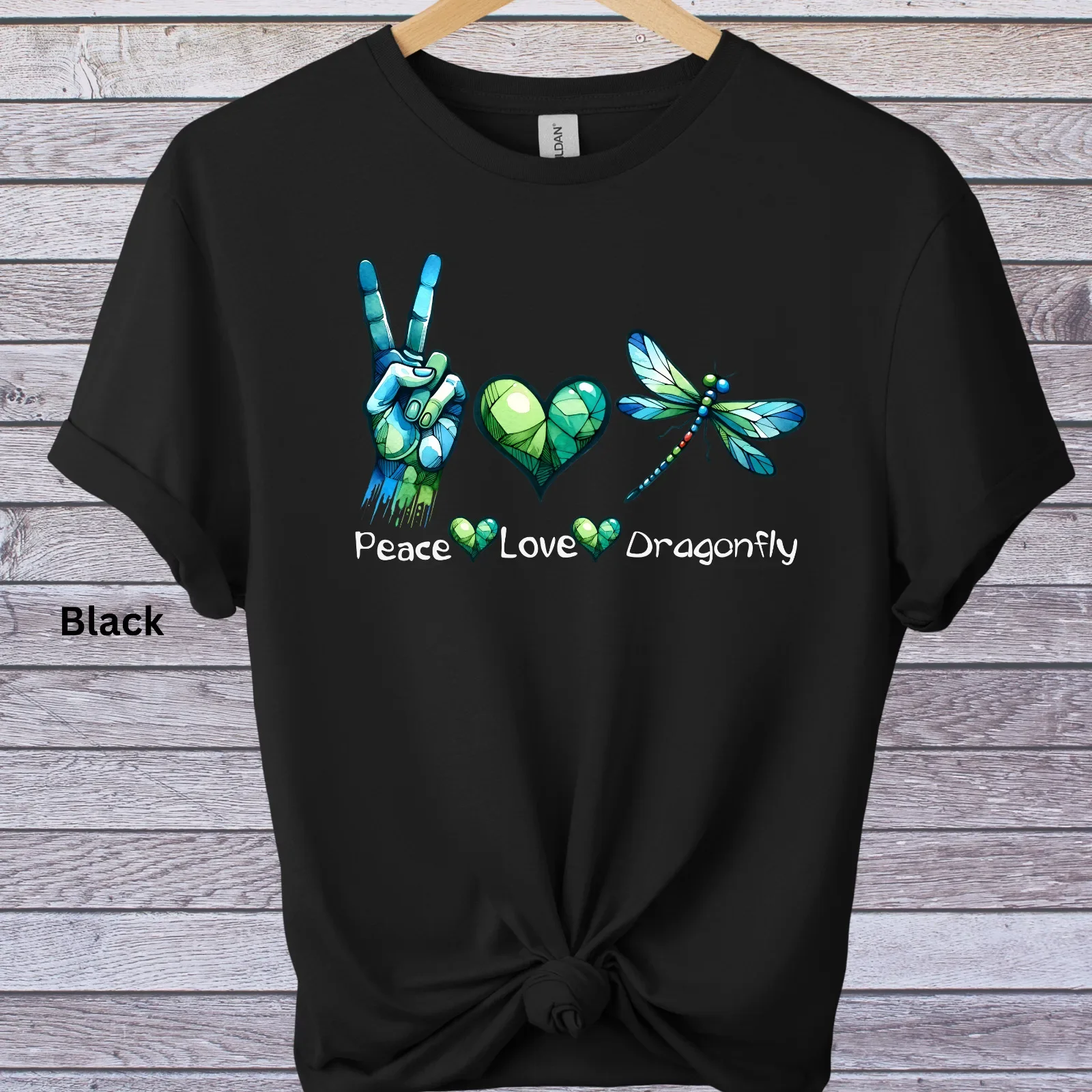 Peace Love Dragonfly Graphic Print Tshirt Novelty Unisex Softstyle T-Shirt