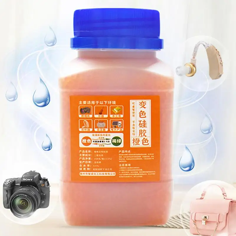 Orange Waterproof Reusable Silica Gel Beads Bottles Moisture Absorber Electronic Product Desiccant Dehumidifie For Home