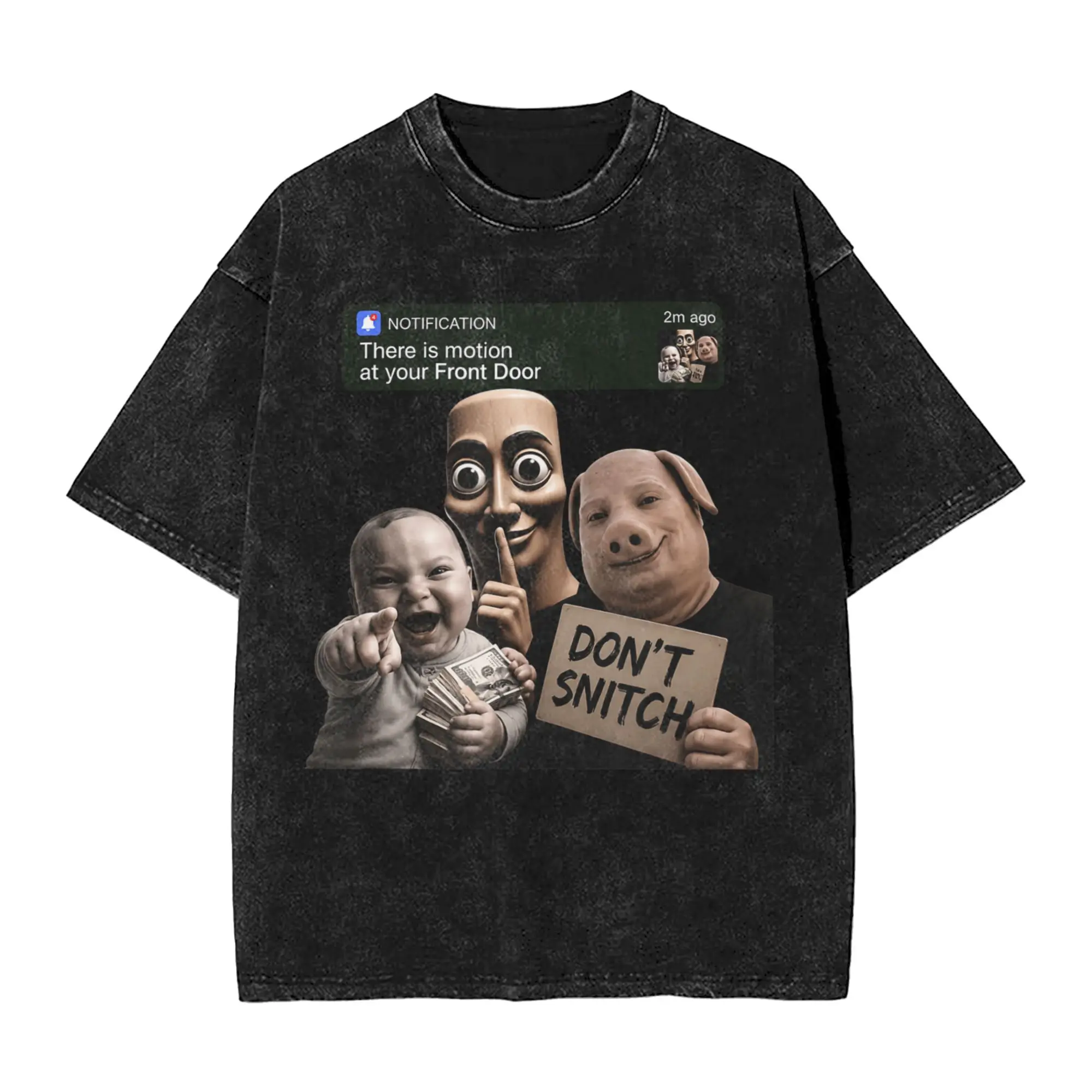 Motion at Your Front Door Tung Sahur John Pork Ai Baby Meme Men T Shirts Vintage Tee Shirt Short Sleeve T-Shirt Cotton Clothes