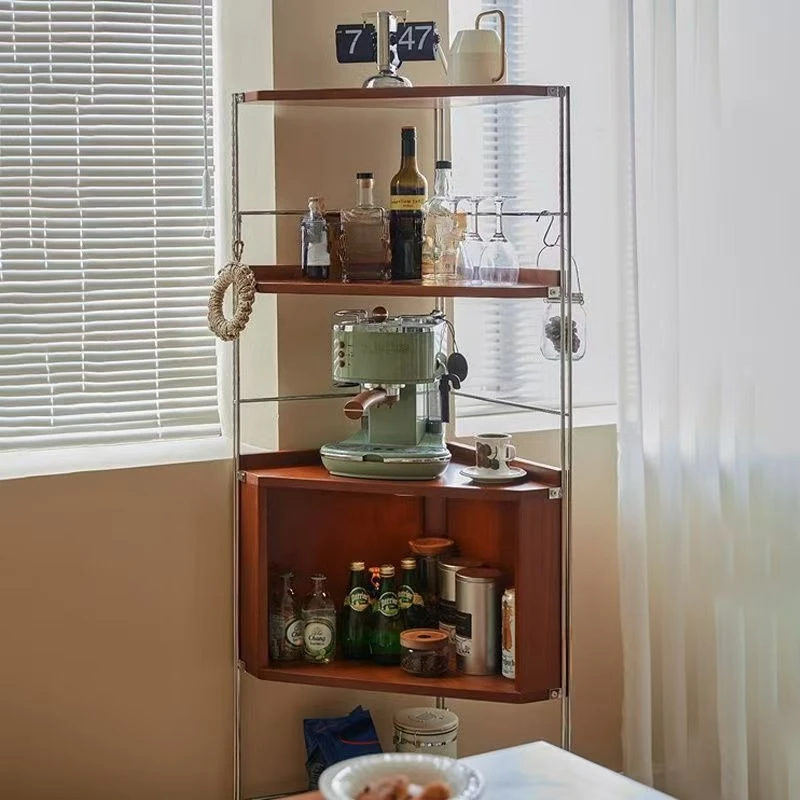 Solid wood corner shelf bookcase bookshelf living room corner corner corner triangular cabinet corner