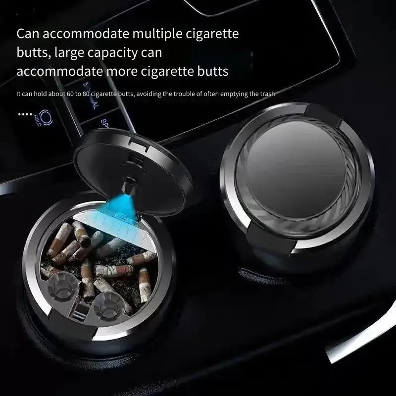منفضة سجائر LED محمولة عالمية للسيارة، منفضة سجائر للسجائر، كوب، صندوق حامل أوتوماتيكي بدون دخاني