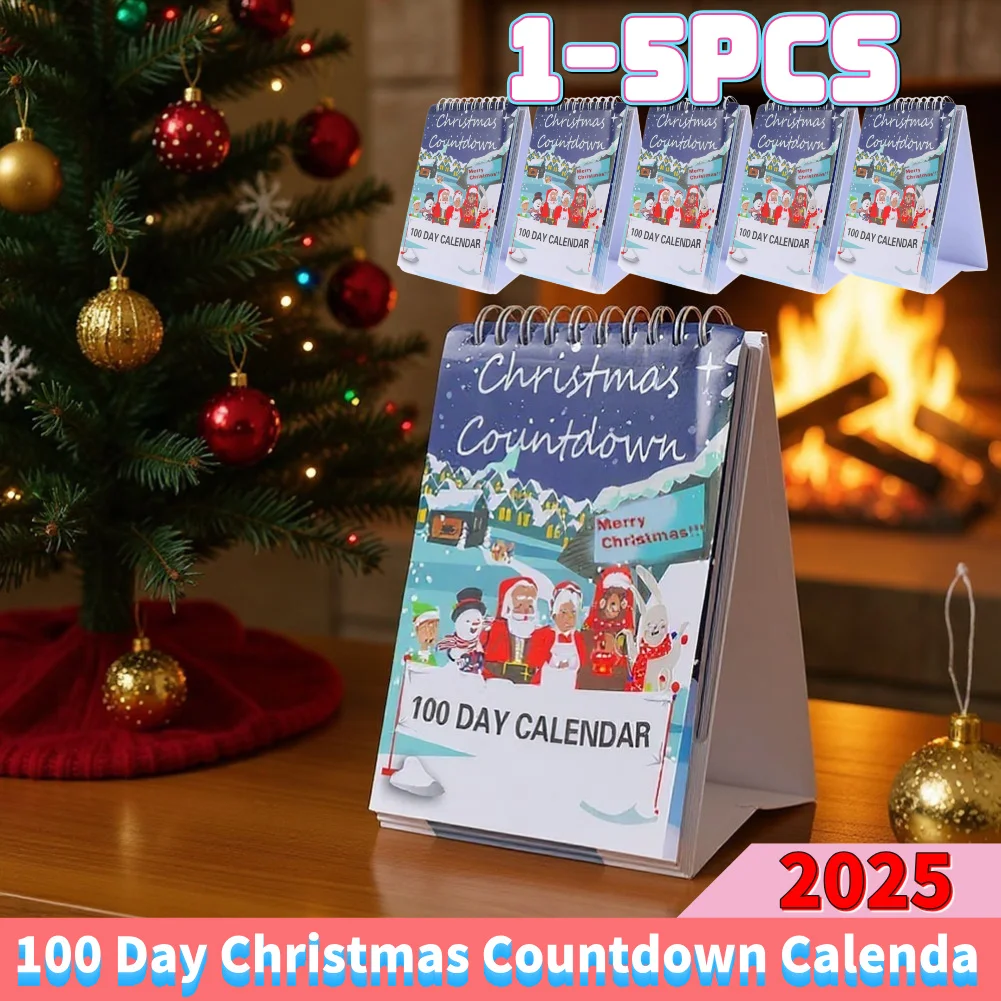 

100 Day Christmas Countdown Calendar 2025 Tear Off Christmas Countdown Calendar for Table Centerpieces Room Desk Entryway Shelf