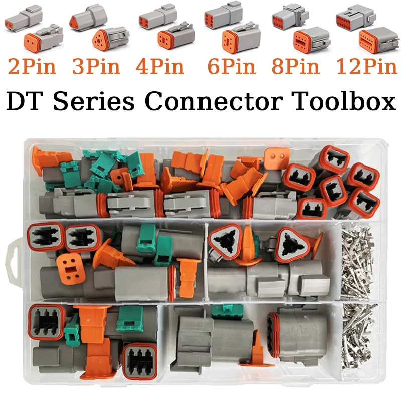 

Deutsch DT Series Waterproof Wire Connector Kit DT06-2/3/4/6S DT04-2/3/4/6/8/12P Automotive Sealed Plug with Pins Box DT04 DT06