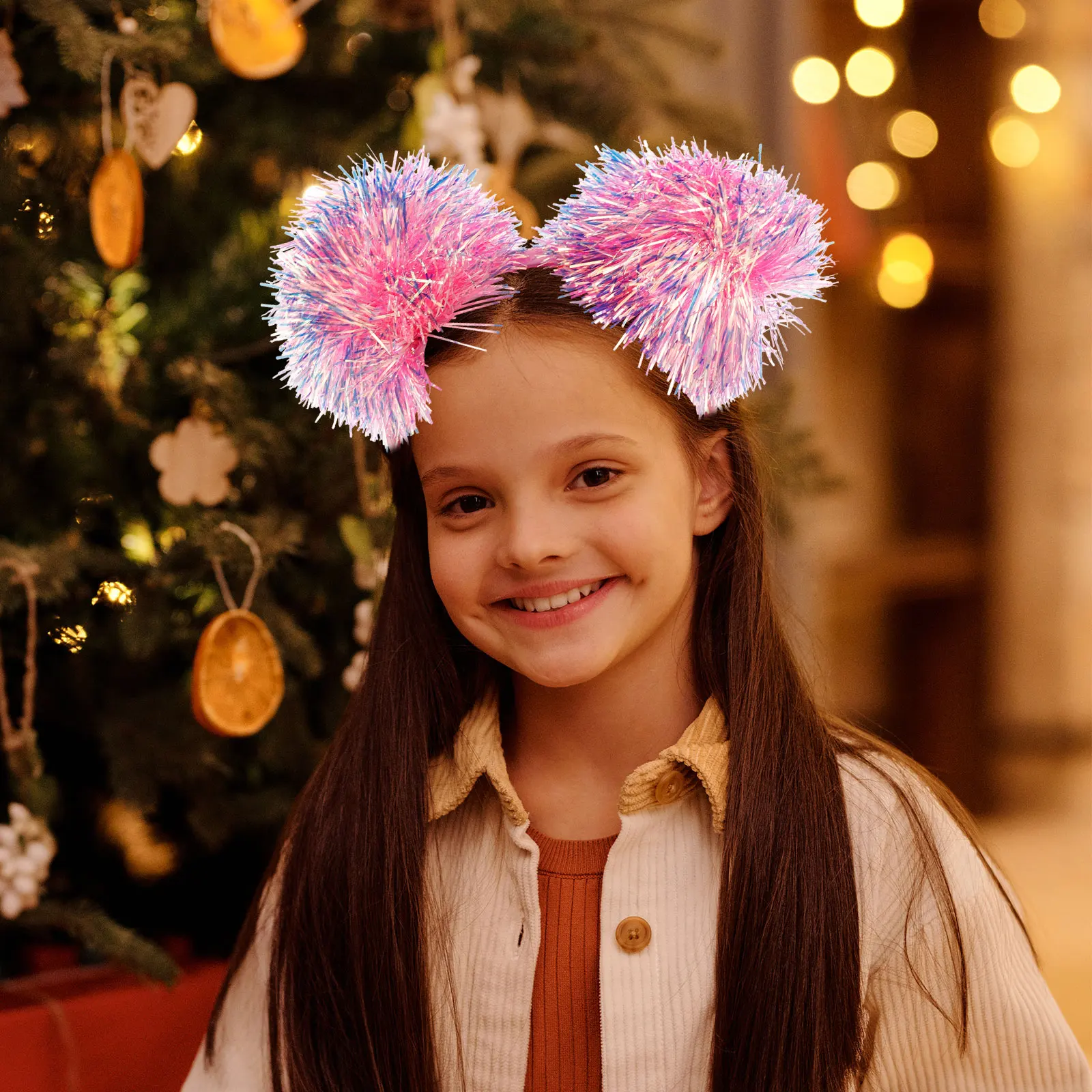 

Children Headband Purple Pom Poms Kids Fashion Durable Light Weight Photo Prop Holiday Party Headdress Adjustable Funny