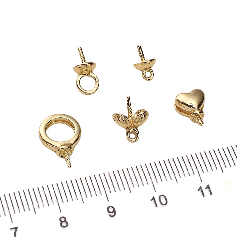 

1PC Copper 14K Gold Plated Pearl Bottom Bracket For Jewelry Findings Making Pendant Diy Supplies Handmade brass Accessories