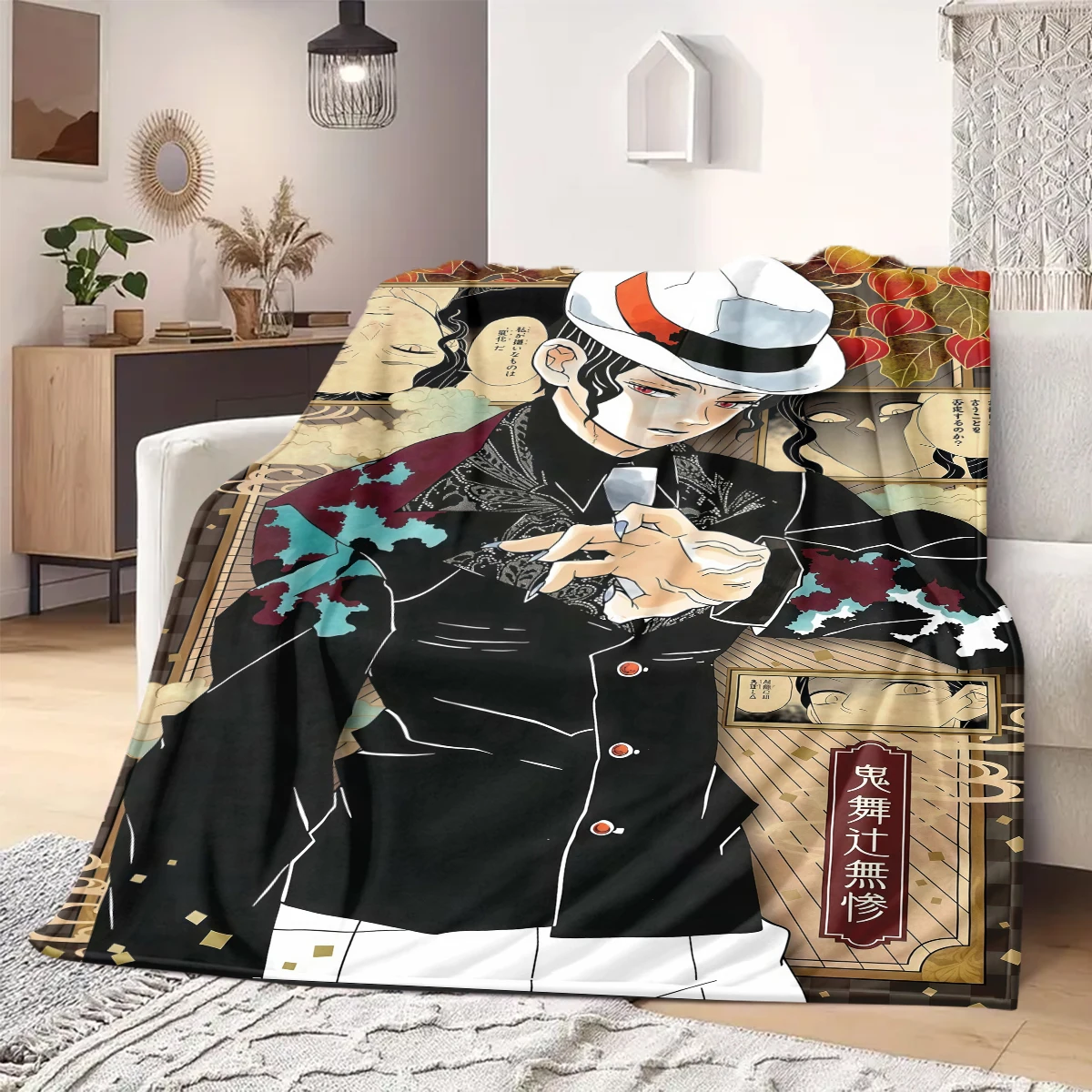 Demon Slayer Flannel Blanket Trendy Pattern Perfect For Home Bed Sofa Chair Travel Picnic -HE23