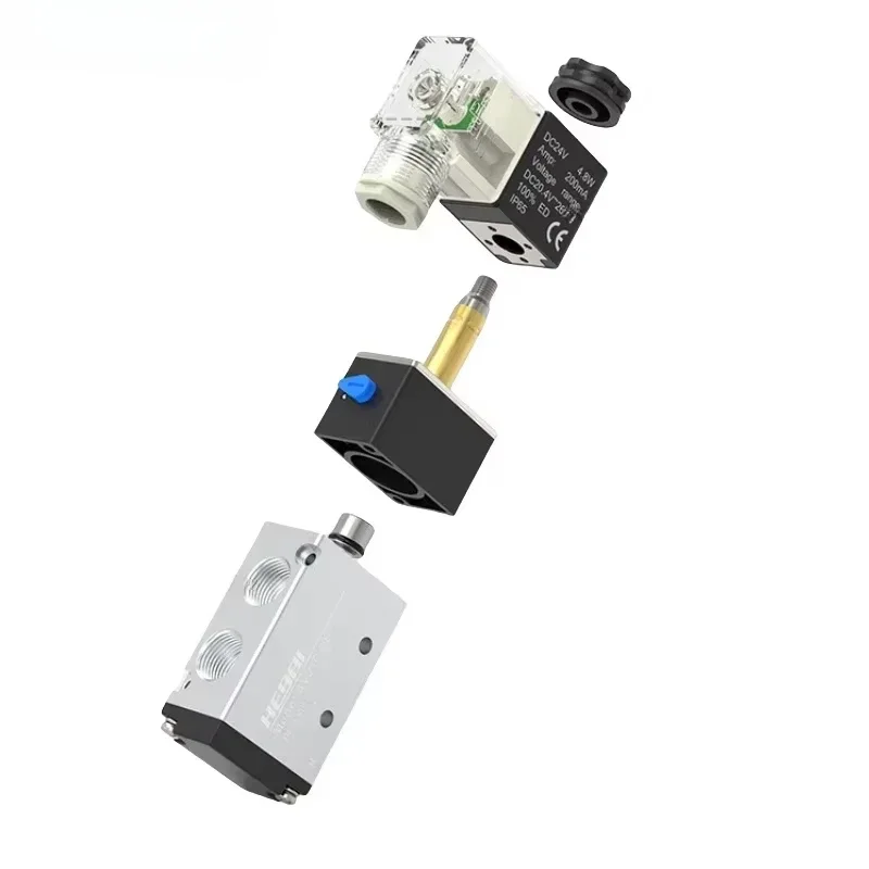 Пневматический электромагнитный клапан с фитингами, 5-ходовой, 2-позиционный, контроль воздуха, газа, магнитный 4V210-08, 12 В, 24 В, 110 В, 220 В, катушка Вольт