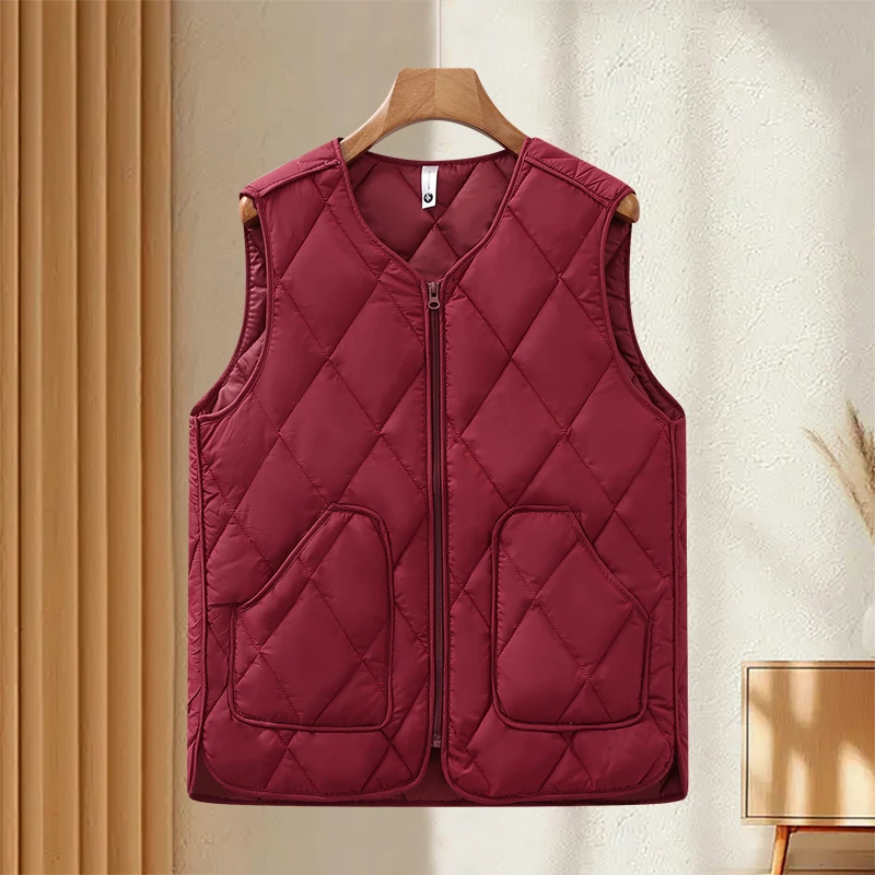 Women's Clothing Autumn Winter New Loose Mother Big Pocket Cotton Vest Female Quilted Cotton-Padded vest coat