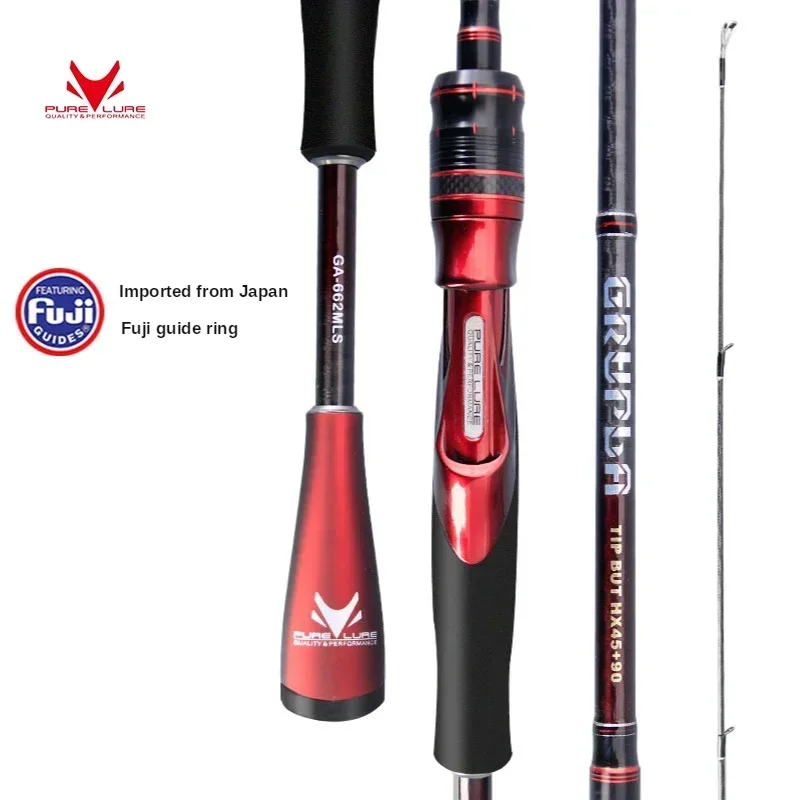 Pure Lure Brand super strong carbon fiber fishing rod two sections L ML M action FUJI guides fishing rods spinning