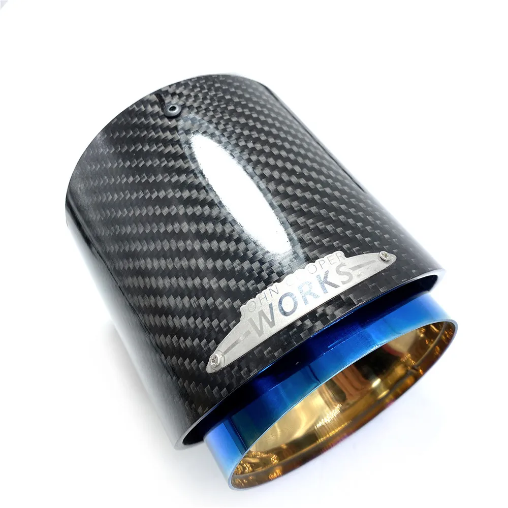 1 Piece Blue+Carbon fiber Exhaust tip For MINI Cooper S R55 R56 R57 R58 R59 R60 R61 F54 F56 F57 F60 JCW Muffler Tailpipe