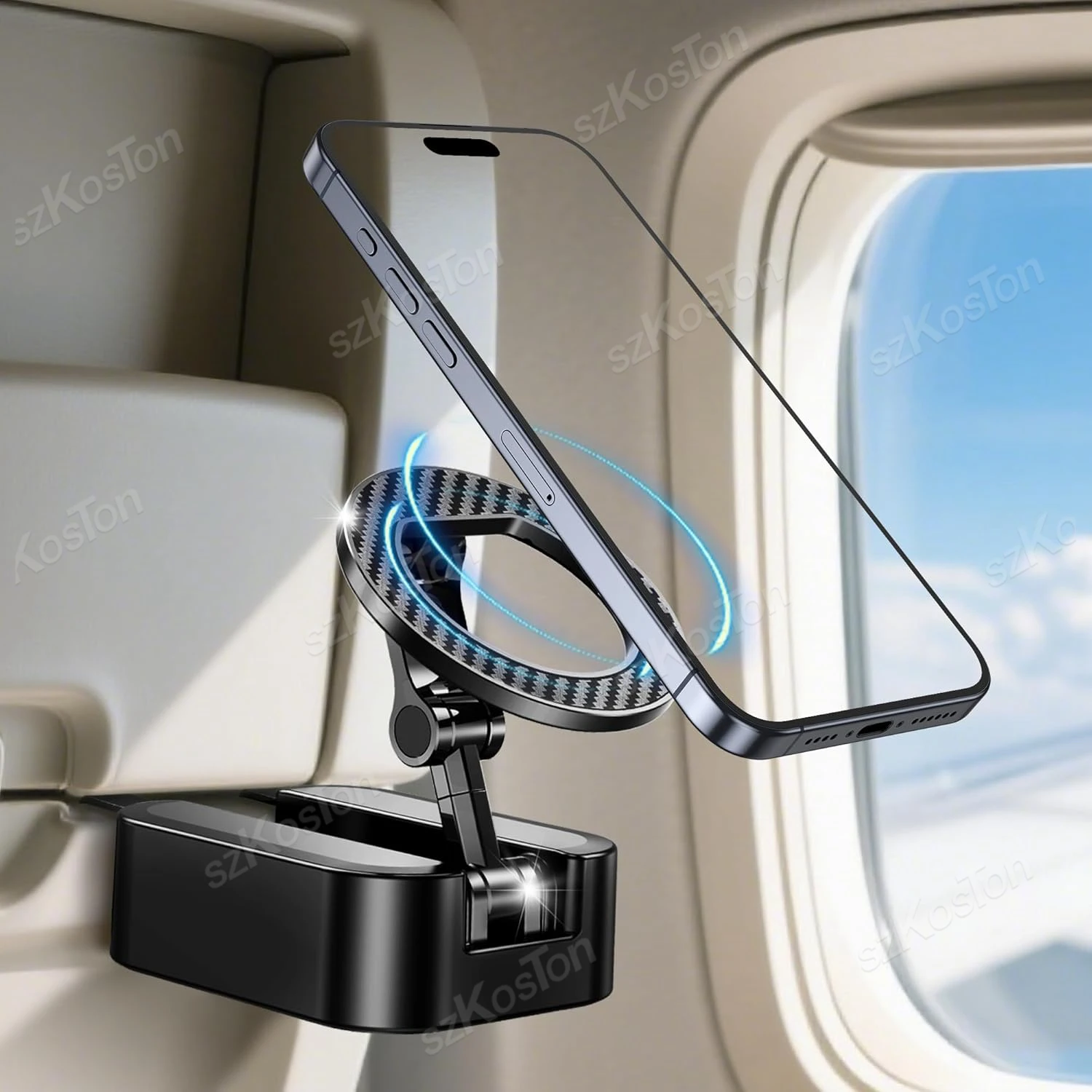 

Универсальный двусторонний магнитный держатель для телефона для iPhone 17-12/Android, складная подставка для телефона в тренажерном зале с масштабируемым подносом, настольный зажим