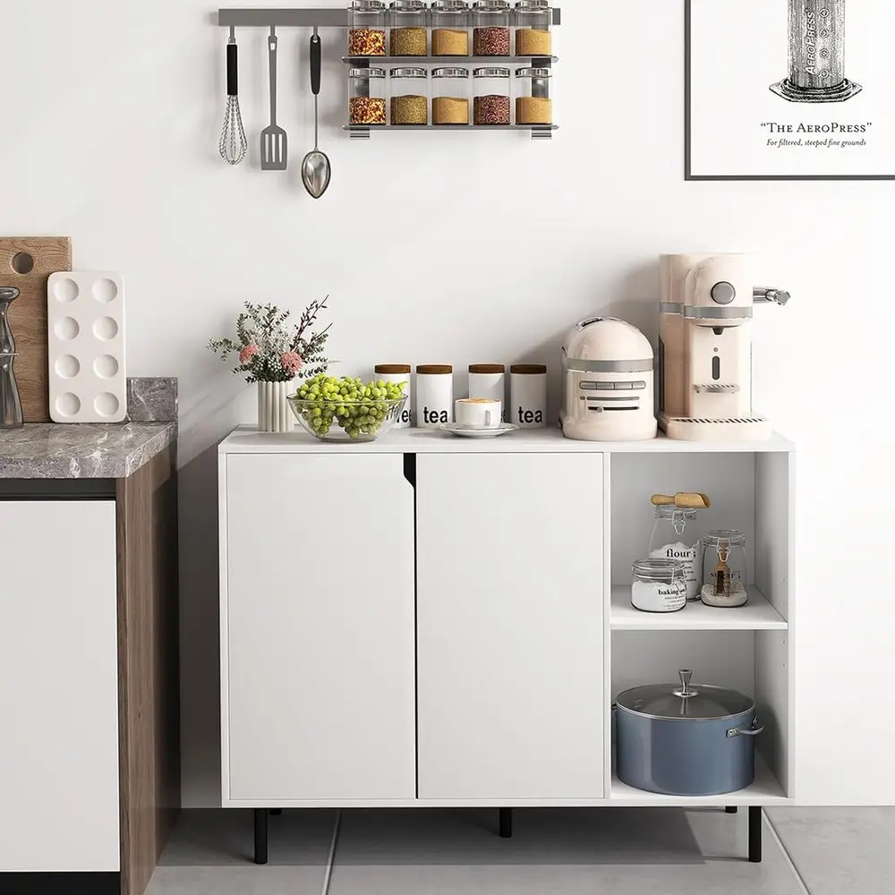 42” Sideoard uet Cainet, ern Kitcen StoraCainet wit2 Do& Adjustale Sees, Anti-Toppling Kit, Coee ar or Kitcen, Entryway