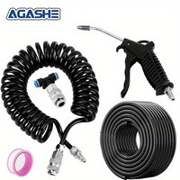 16.4FT Pneumatic Dust Collector Gun Set 5.5mm Steel Nozzle Spring Hose Combination for DIY Pneumatic Equipment Cleaning