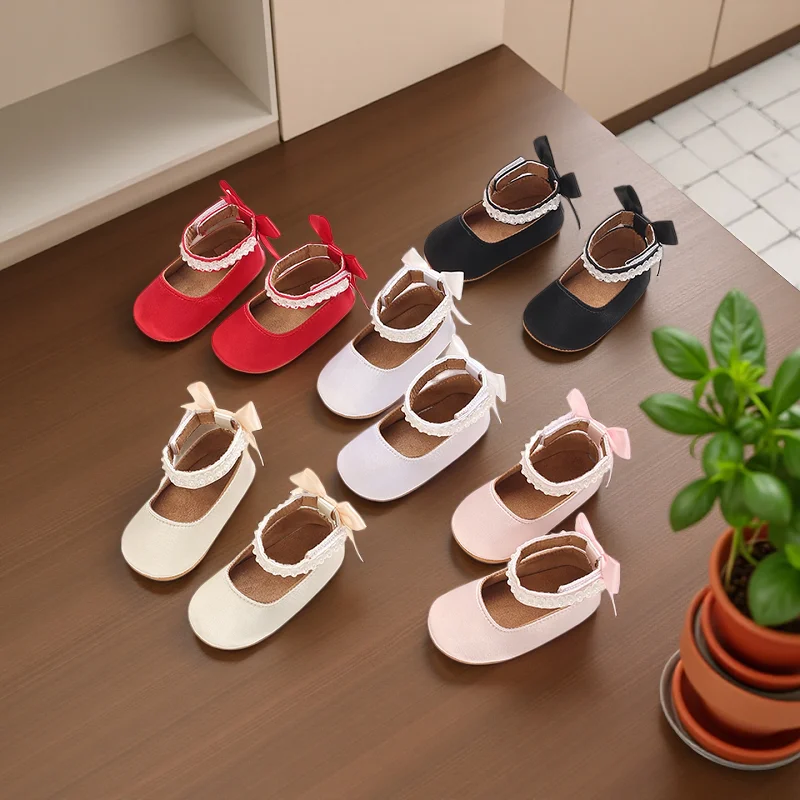 

0-1 Year Multicolour Cute Baby Girl Shoes Girl Classic Bowknot Rubber Sole Anti-slip Soft Toddler Shoes First Walker