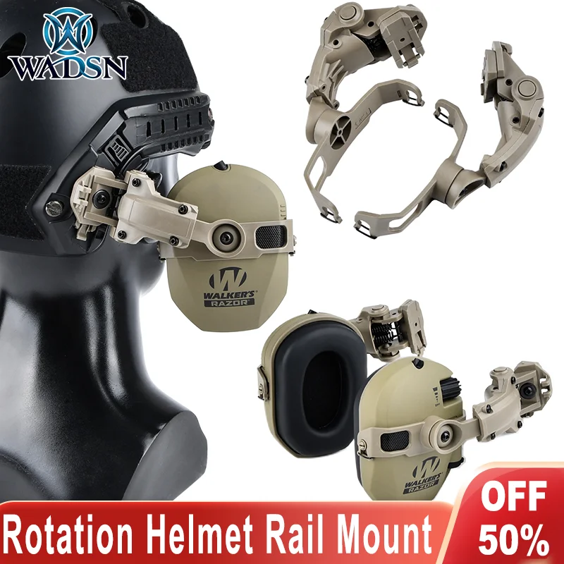 

WADSN Tactical Rotation Helmet Mount Adapter Headset Bracket For CWalker's Razor lmpact Headset Sport Headset FAST Wendy Helmets