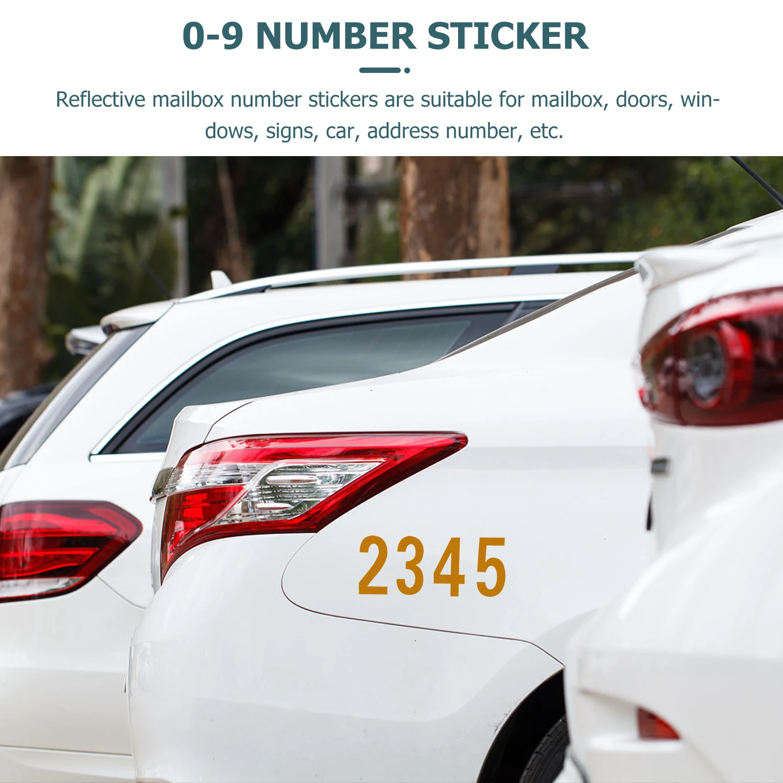 

4 Sets Digital Reflective Stickers Adhesive Numbers for Mailbox Gold Decals Yellow Address
