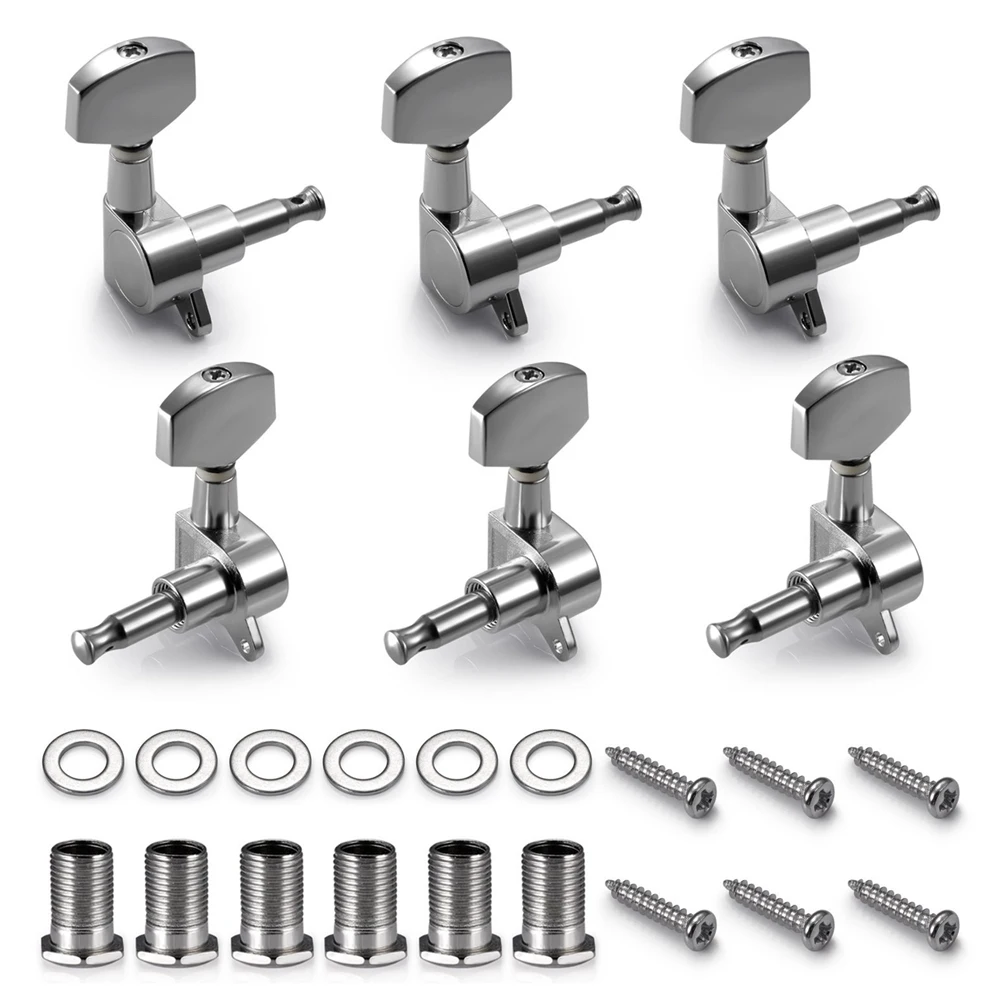 

CGDS-6 Pieces Silver Guitar Tuner With 6 String Acoustic Guitar Nut Saddle Part + 2X String Winder +12X Bridge Pins Kit