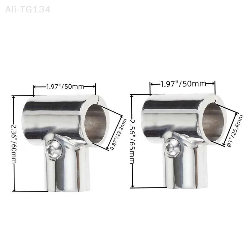 T de aço inoxidável 316 marinho 22mm/25mm de diâmetro interno 90 graus resistente à corrosão encaixe de trilho de mão para barco