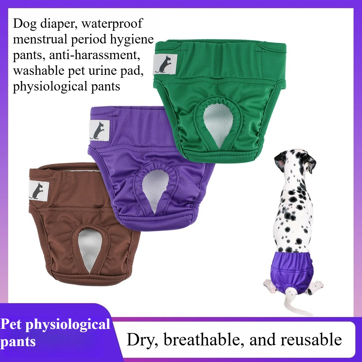 

Pet Physiological Pants Dog Urine Waterproof Menstrual Period Hygiene Pants Anti-harassment Washable Comfortable Pet Urine Pad