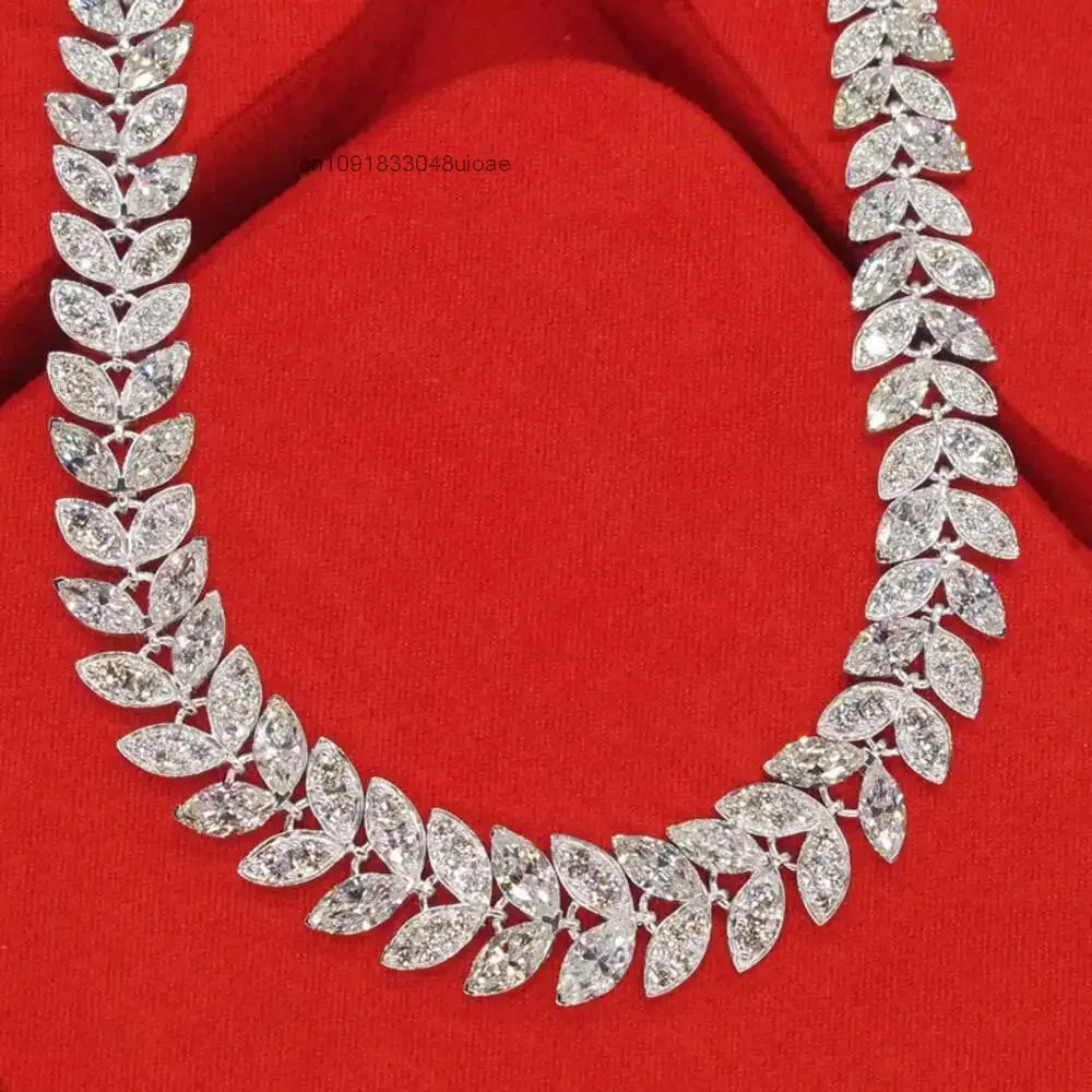

Luxury Jewelry Marquise Cut d Vvs1 Moissanite Leaf Shape Vintage Silver 925 Chain Necklace for Woman and Man