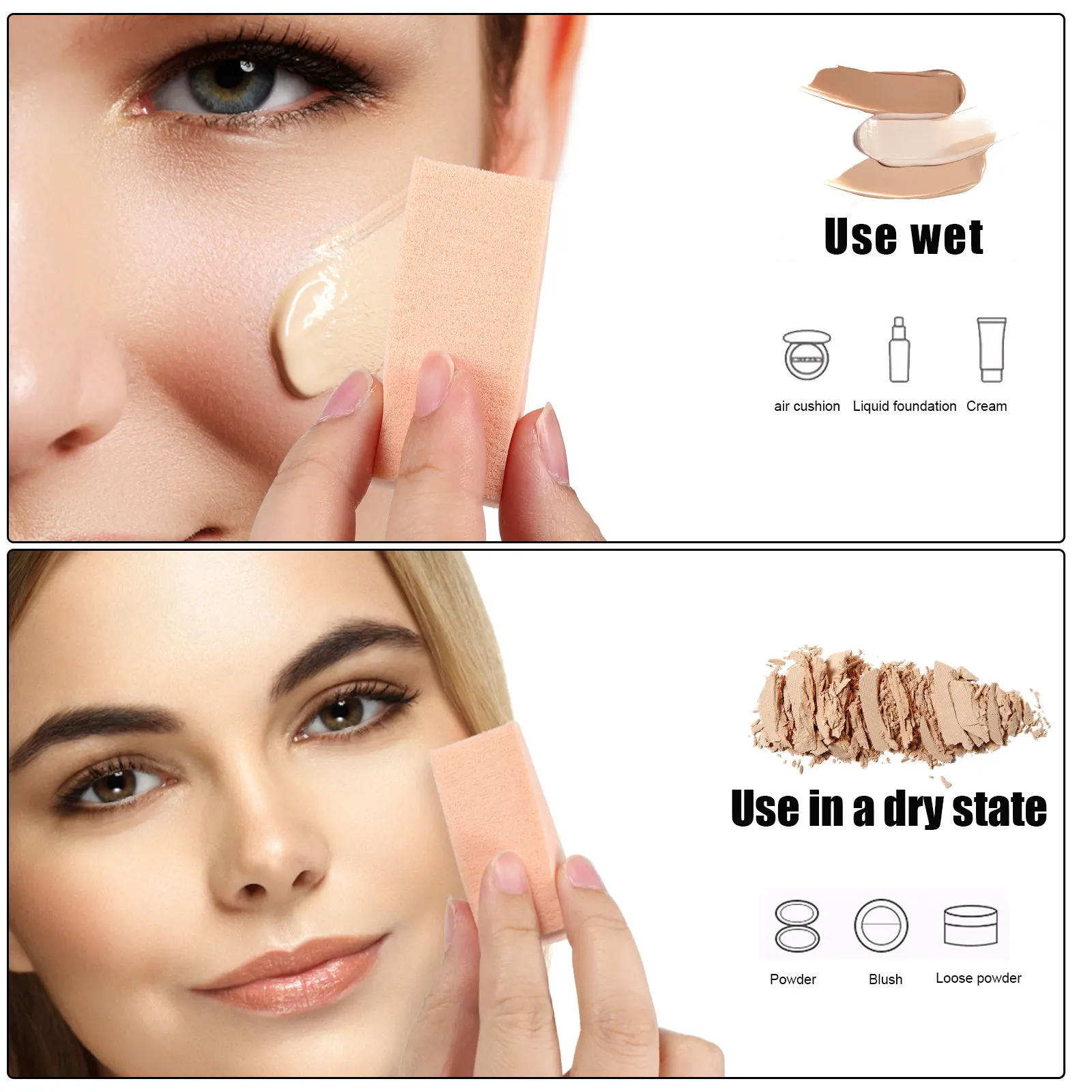 96Pcs Triangle Makeup Sponge Set Premium Skin Friendly Elastic Sponges for Foundation Blush Eyeshadow Liquid Cream