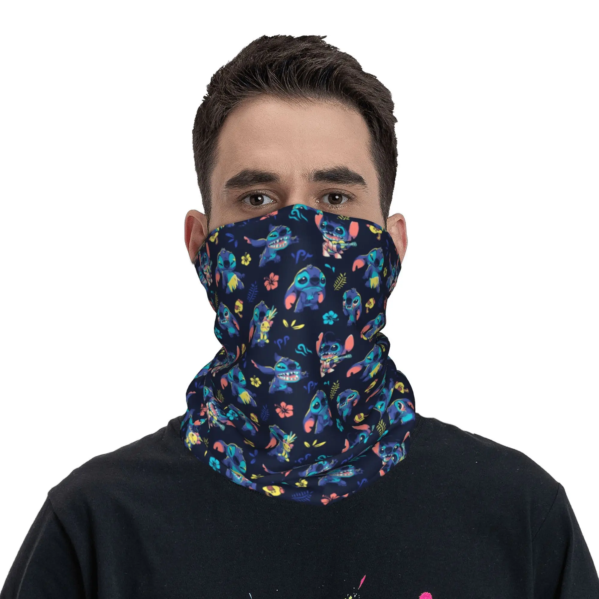 Custom Stitch Pattern Bandana Neck Warmer Women Men Winter Ski Hiking Scarf Gaiter Anime Cartoon Face Cover