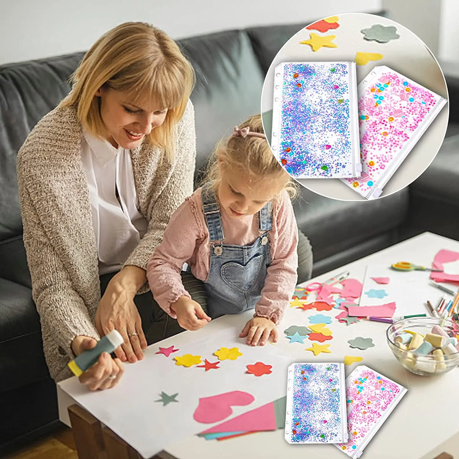 6 шт., карманные конверты из ПВХ, на молнии