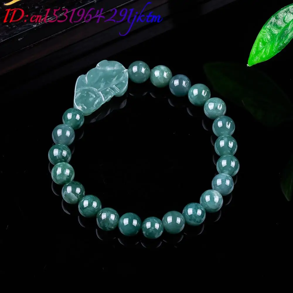 Natural Burmese Jadeite Pixiu Bracelet Vintage Talismans Charm Gifts for Women Jewelry Bangle Real Jade Accessories view 5