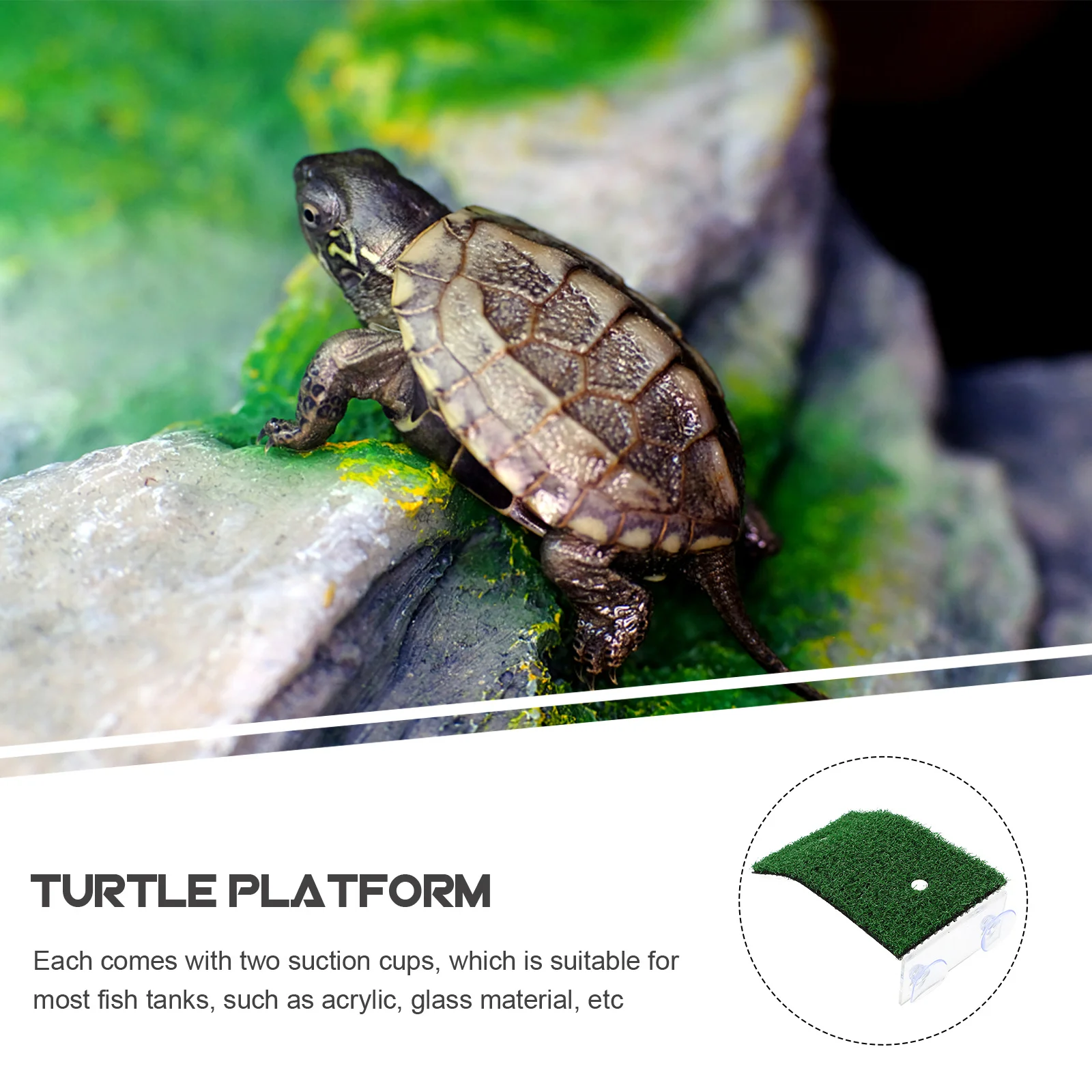 

2Pcs Turtle Basking Platform Acrylic Wear-Resistant Reptile Sunbathing Dock for Aquarium Tank Decorative Ramp Removable Turtle