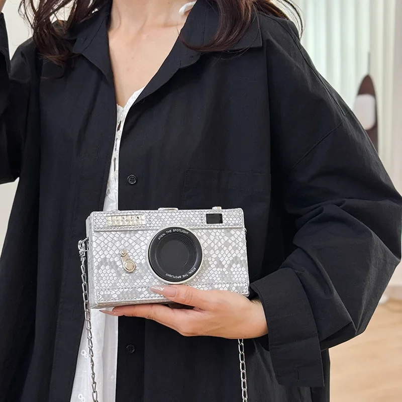 حقيبة صغيرة، حقيبة كاميرا مخصصة للفتيات، حقيبة مربعة صغيرة عصرية بكتف واحد مزينة بالترتر، حقيبة صندوق بسلسلة كروس