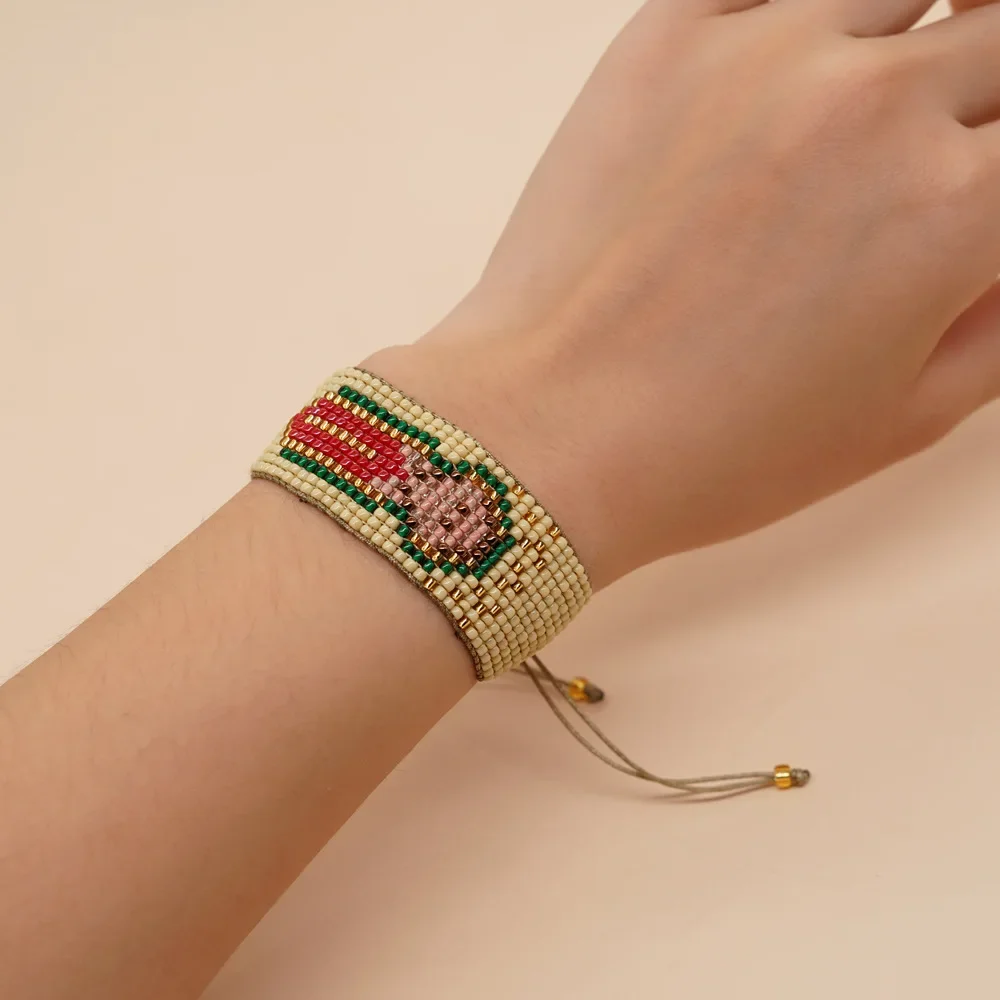 Rice bead bracelet Vintage Minimalist personalized Cartoon figure  Waves Hand knitting Adjustable Bohemian Beaded bracelet