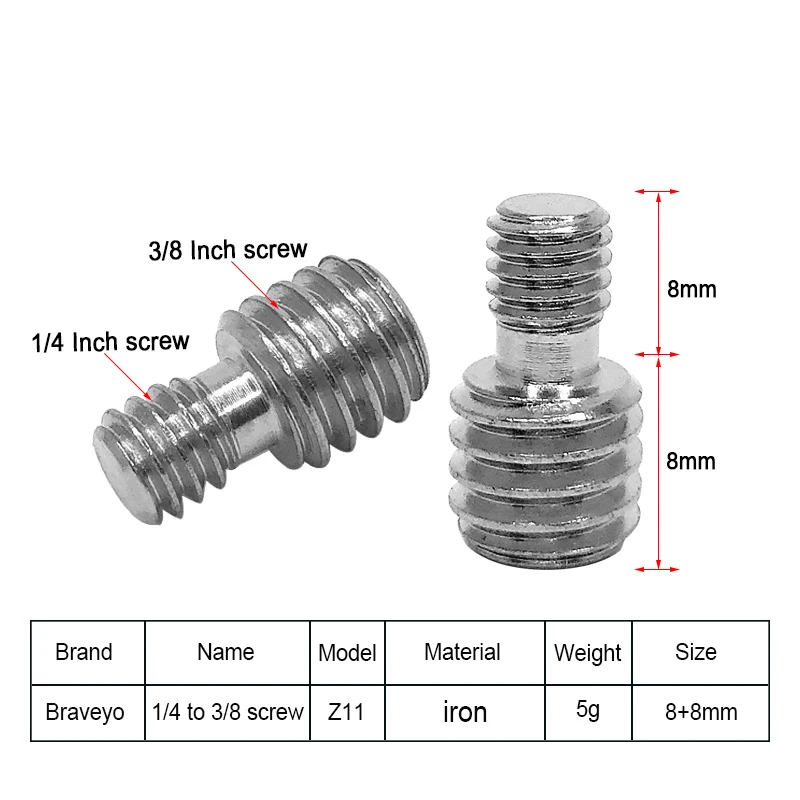 6PCS 3/8 to 1/4 M6 Camera Conversion Screw Ballhead Tripod Adapter Photography Accessories 1/4 to 3/8 Conversion Nut For Tripods